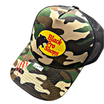 Black Pro Shops™ Trucker Hat – Camo Claw Edition