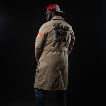 Legalize Being Black Trench Coat | Black Pro Shops™ One-of-One Custom Design