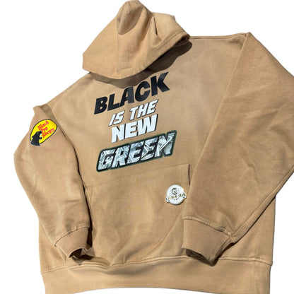 Black Pro Shops™ "Black Is The New Green" Tan Hoodie | One-of-One Custom Design