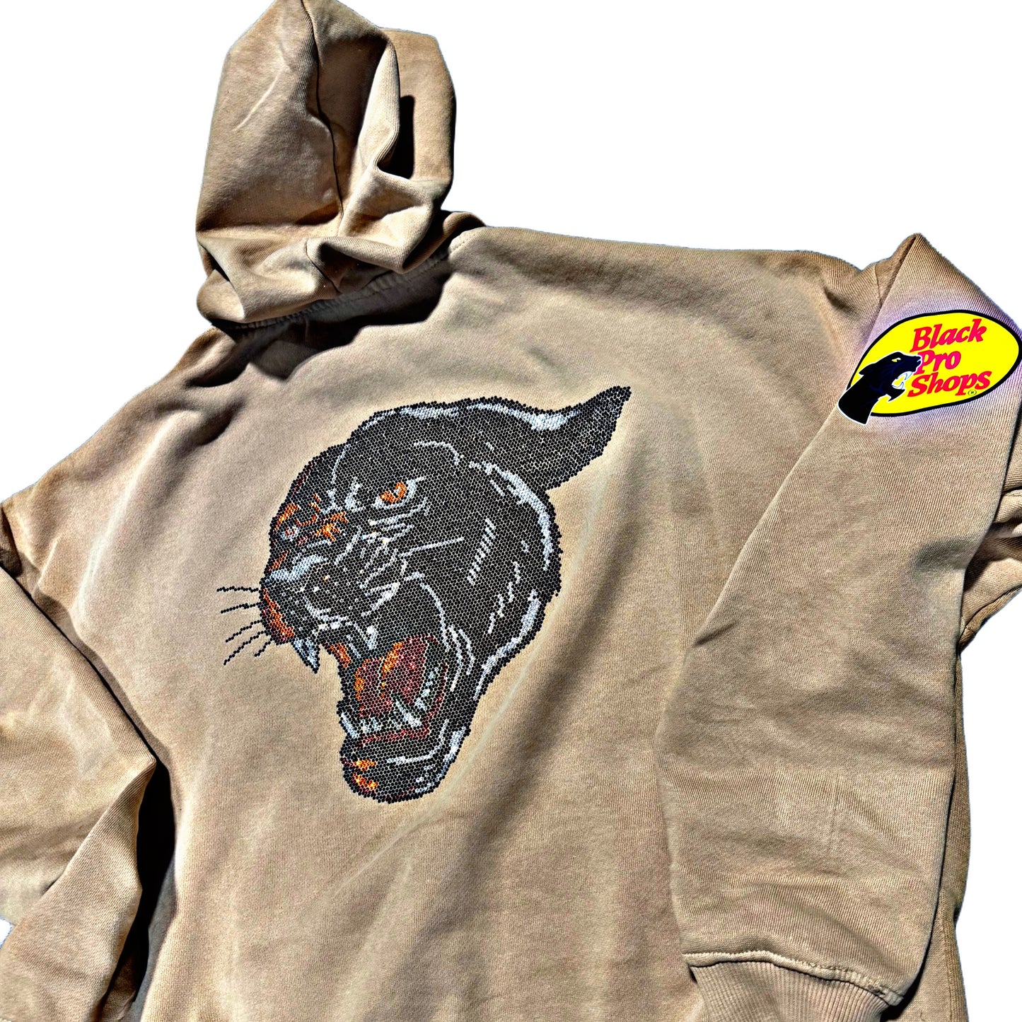 Black Pro Shops™ "Black Is The New Green" Tan Hoodie | One-of-One Custom Design